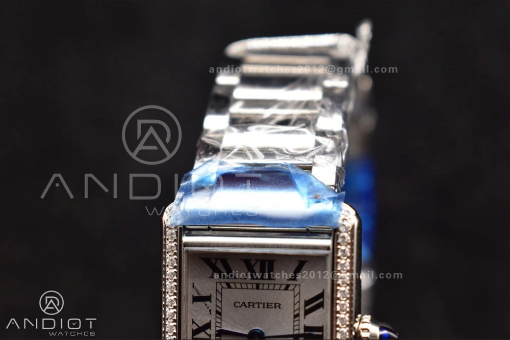 Tank Solo 20.3mm K11F SS White Dial With Diamond Bezel On SS Bracelet Ronda Quartz Soft 1190