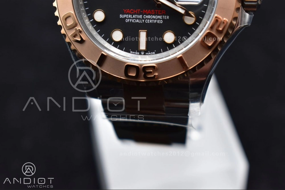 ComfortFit Yacht-Master 126621 Clean 1:1 Best Edition Rose Gold Plated 904L Steel Black Dial On SS Bracelet VR 483