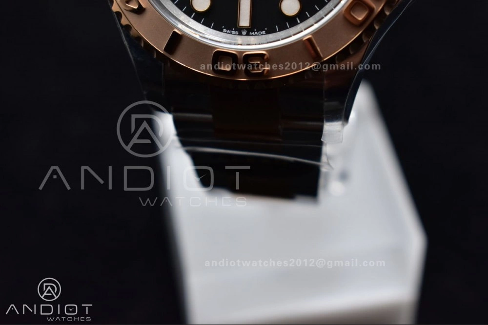ComfortFit Yacht-Master 126621 Clean 1:1 Best Edition Rose Gold Plated 904L Steel Black Dial On SS Bracelet VR 483