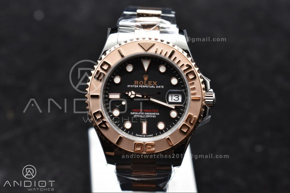 Yacht-Master RG 37mm 268621 CVSF 1:1 Best Edition Black Dial 316L SS Case and Bracelet A WrinkleFree 1216