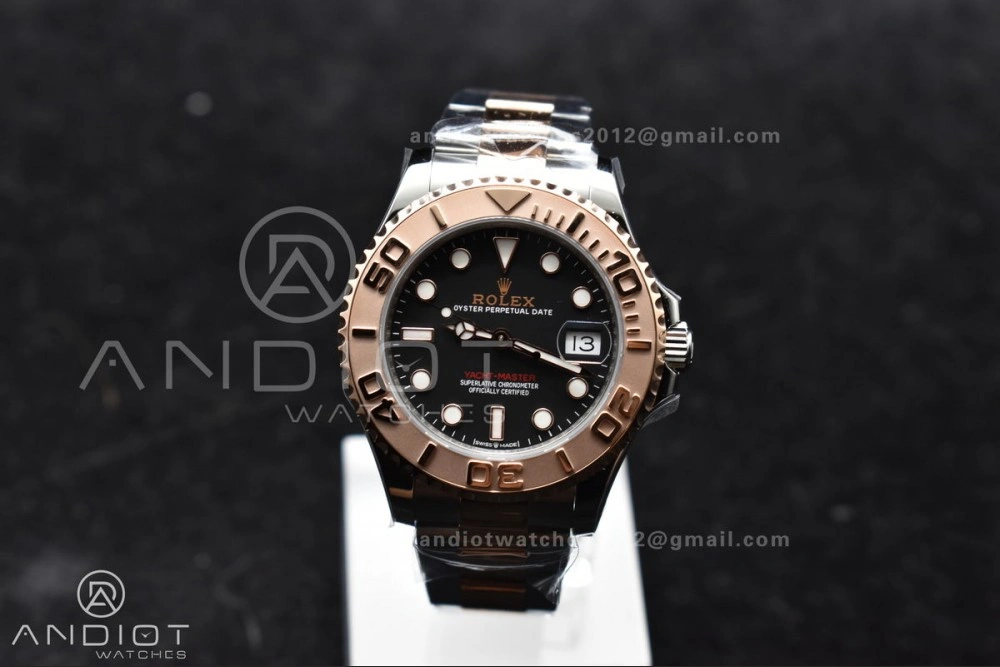 Yacht-Master RG 37mm 268621 CVSF 1:1 Best Edition Black Dial 316L SS Case and Bracelet A WrinkleFree 1216